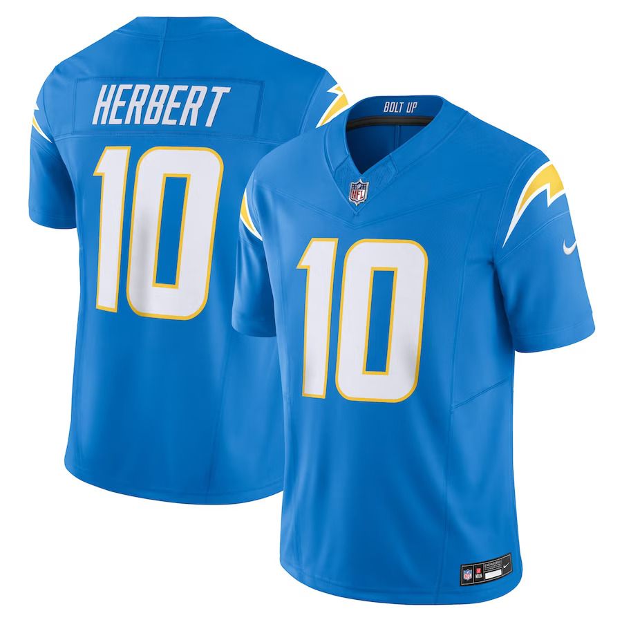 Men Los Angeles Chargers #10 Justin Herbert Nike Powder Blue Vapor F.U.S.E. Limited NFL Jersey->miami dolphins->NFL Jersey